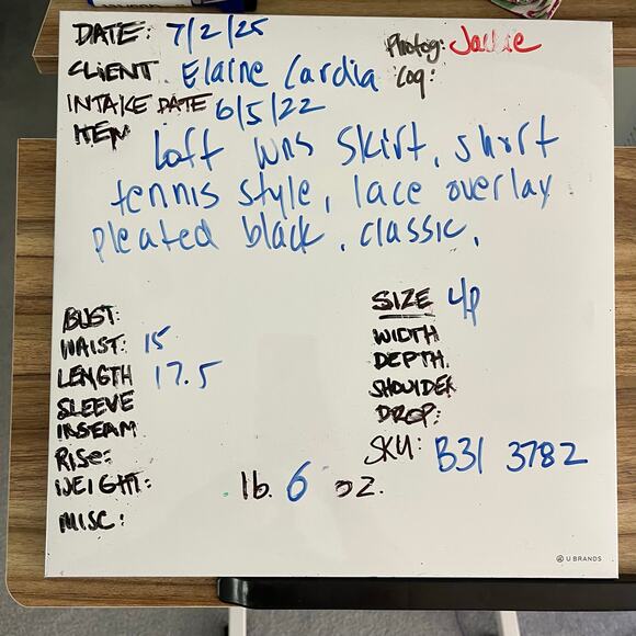 Loft Skirt Womens 4P Black Pleated Laced Overlay Tennis Style Back Zip Flirty - Picture 12 of 12